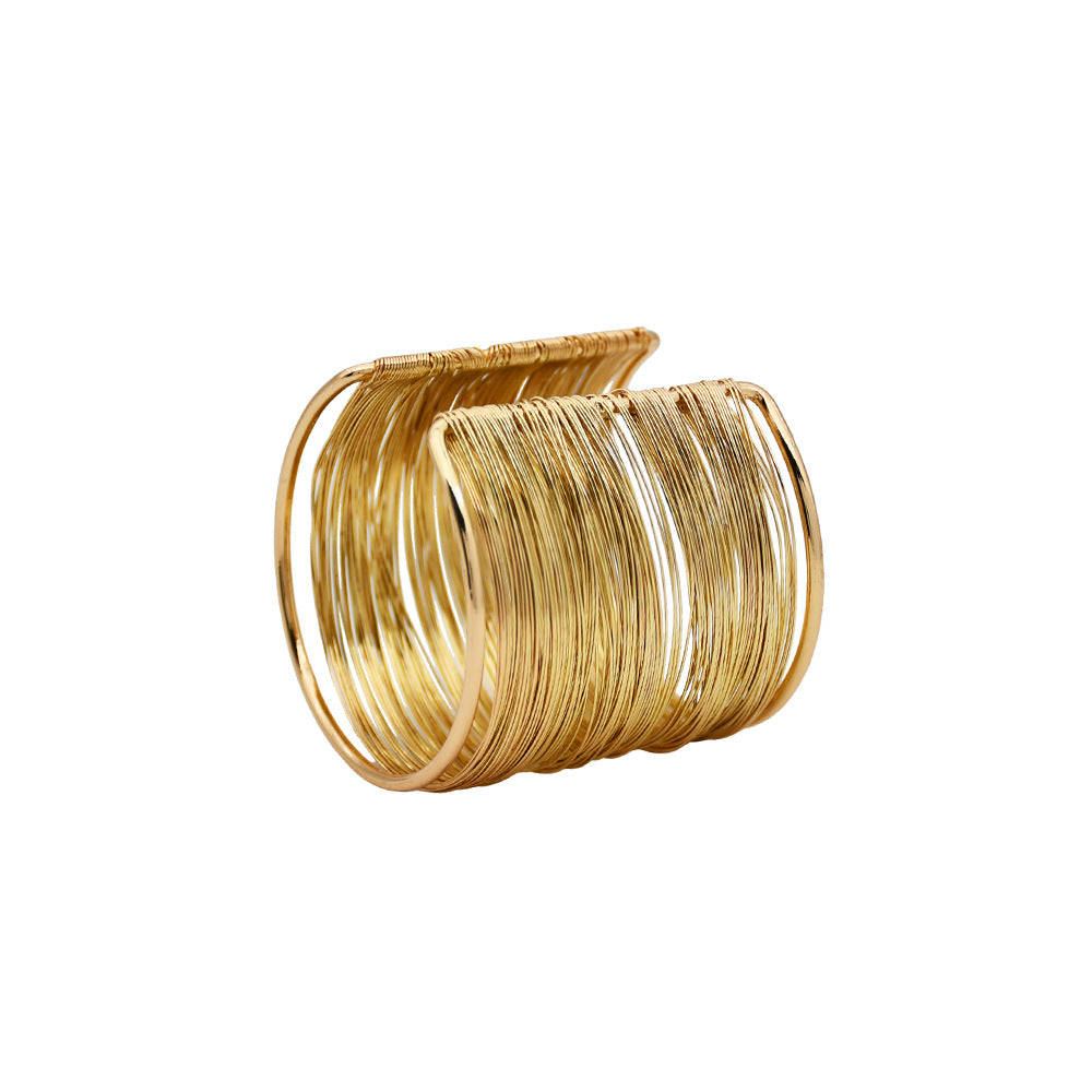 Wholesale Punk Heavy Metal Gold Open Bracelet